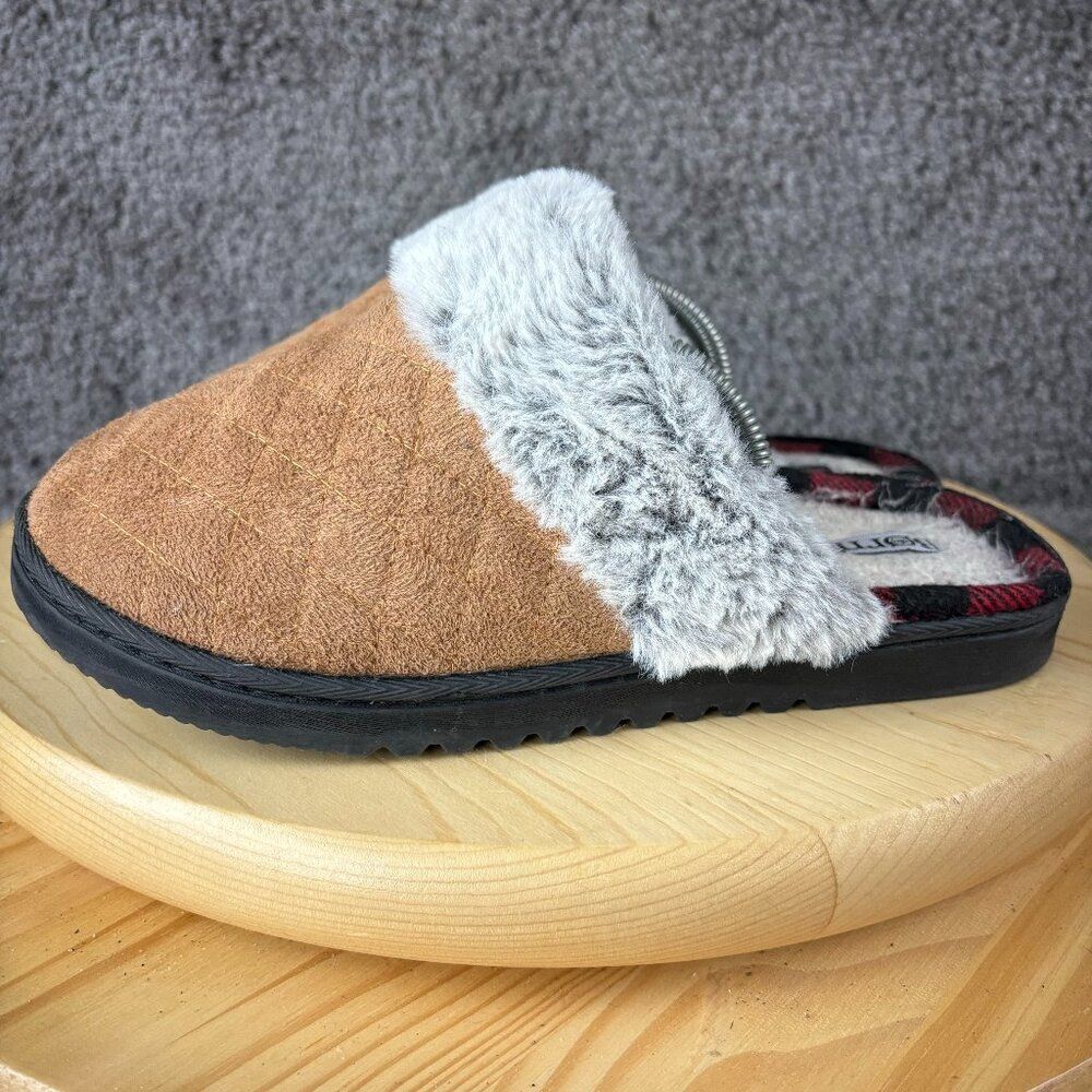 Born Tan Suede Faux Fur Slip-On Slippers